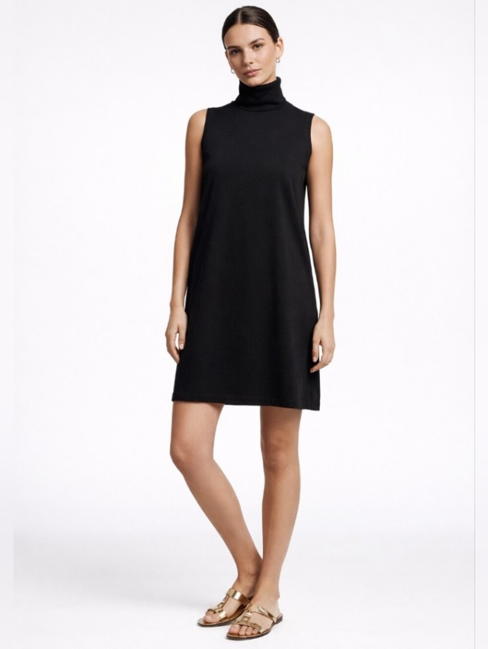 Leith Black Sleeveless Turtleneck T-shirt Mini Dress Large
